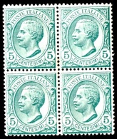 QUARTINA EFFIGIE VITTORIO EMANUELE CENT. 5 - NUOVI GOMMA INTEGRA - NON LINGUELLATI - ANNO 1906 - Mint/hinged