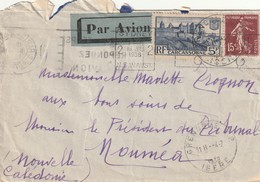 France 392 A Destination De Noumea  Nouvelle Calédonie Decembre 1938 Lettre Simple - Cartas
