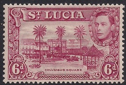 St Lucia 1938 - 48 KGV1 6d Columbus Square MM SG 134 Perfs 13.5 ( H262 ) - St.Lucia (...-1978)