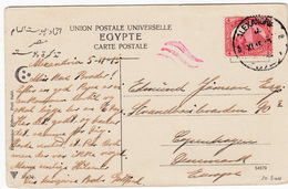 Egypt. Nice Postcard From Alexandrie 1915, Send To Denmark - 1915-1921 British Protectorate