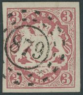 BAYERN 15 O, 1867, 3 Kr. Hellrötlichkarmin, Offener MR-Stempel 879 (HOHENBERG), Kabinett - Autres & Non Classés