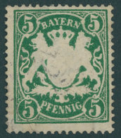 BAYERN 61yW O, 1890, 5 Pf. Dunkelopalgrün, Wz. 3, Leichter Eckbug Sonst Pracht, Gepr. Pfenninger Und Dr. Helbig, Mi. 450 - Otros & Sin Clasificación