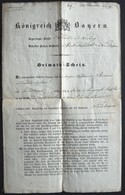 BAYERN 1847, Heimat-Schein Des Regierungsbezirks Nördlingen Für Dienstantritt In RIESA, Mit Blauem Magistratssiegel, Pra - Sonstige & Ohne Zuordnung