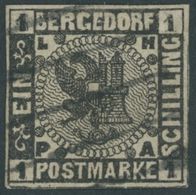 BERGEDORF 2 O, 1861, 1 S. Schwarz, Repariert Wie Pracht, Signiert, Mi. 500.- - Bergedorf