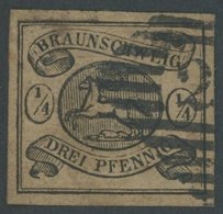 BRAUNSCHWEIG 4 (*), 1856, 1/4 Gr. Schwarz Auf Hellbraun, Pracht, Gepr. Lange, Mi. 320.- - Brunswick