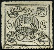 BRAUNSCHWEIG 13A O, 1864, 1/2 Sgr. Schwarz, Bildseitig Pracht, Leicht Erhöht Signiert Bühler Und Pfenninger, Mi. 2800.- - Brunswick
