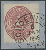 BRAUNSCHWEIG 18 BrfStk, 1865, 1 Gr, Rosa, K2 SCHOENINGEN, Kabinettbriefstück - Brunswick