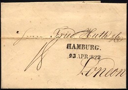 HAMBURG 1822, HAMBURG., L2 Auf Brief Nach London, Registraturbug, Pracht - Sonstige & Ohne Zuordnung