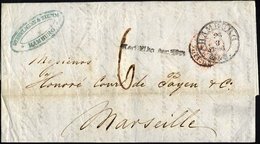 HAMBURG - THURN UND TAXISCHES O.P.A. 1850, HAMBURG Th.& T., K3 Auf Brief Nach Marseille, Nebenstempel Nach Abg. Der Post - Other & Unclassified