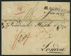 HAMBURG VORPHILA 1821, HAMBURG., Roter L2 Mit Turm Auf Brief Von Magdeburg Nach London, Feinst - Prefilatelia