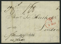 HAMBURG - GRENZÜBERGANGSSTEMPEL 1843, T 2 MAY, In Rot Auf Brief Von Götheborg Nach London, Diverse Durchgangs- Und Neben - Prephilately