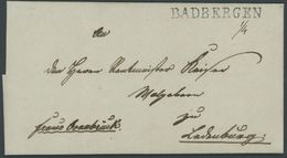 HANNOVER BADBERGEN, L1 Mit Handschriftlichem Datum, Briefhülle Nach Ladenburg, Pracht - Prefilatelia