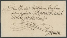 HANNOVER 1732, Botenbrief Mit Inhalt Aus Stade An Den Intendanten Ulrichs In Bremen, Pracht - Prephilately
