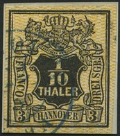 HANNOVER 7a BrfStk, 1855, 1/10 Th. Schwarz, Orange Genetzt, Auf Knappem Prachtbriefstück, Pracht, Mi. 200.- - Hanover