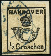 HANNOVER 17y BrfStk, 1860, 1/2 Gr. Schwarz, Prachtbriefstück, Mi. 250.- - Hanovre