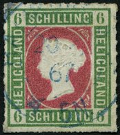 HELGOLAND 4 O, 1867, 6 S. Graugrün/lilarosa, Blauer K2 HAMBURG ST.P., Repariert Wie Pracht, Fotobefund Müller, Mi. 600.- - Heligoland
