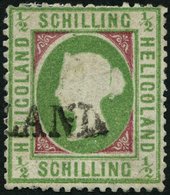 HELGOLAND 6b *, 1870, 1/2 S. Mittelbläulichgrün/karmin, L1, Repariert, Fein, Gepr. Schulz, Mi. 320.- - Héligoland