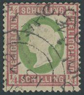 HELGOLAND 8b O, 1873, 1/4 S. Lilarosa/graugrün Mit Rundstempel (25% Aufschlag), Winzige Rückseitige Papierkorrektur Sons - Héligoland