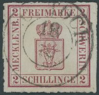 MECKLENBURG SCHWERIN 6a O, 1866, 2 S. Dunkelmagenta, Zentrischer K2 ROSTOCK, Pracht, Mi. 300.- - Mecklenburg-Schwerin