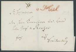 SCHLESWIG-HOLSTEIN 1809, V KIEL Handschriftlich In Rot Auf Briefhülle An Graf Von Rantzau Auf Breitenburg, Kabinett, R! - Préphilatélie