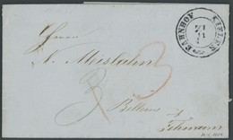 SCHLESWIG-HOLSTEIN 1851, BAHNHOF KIELER Z I, K2 Mit Roten Und Blauen Taxvermerken Nach Fehmarn, Prachtbrief Mit Inhalt - Prephilately