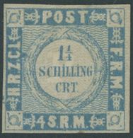 SCHLESWIG-HOLSTEIN 5II *, 1864, 11/4 S. Grauultramarin Weit Gewellter Grund, Falzreste, Feinst, Mi. 1000.- - Schleswig-Holstein