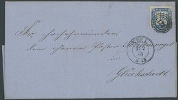SCHLESWIG-HOLSTEIN 7 BRIEF, 1865, 11/4 S. Mittelblau/weißrosa Mit Nummernstempel 121 (KIEL) Auf Brief Mit Inhalt Nach Gl - Schleswig-Holstein