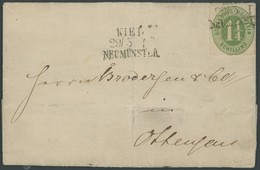 SCHLESWIG-HOLSTEIN 9 BRIEF, 1867, 11/4 S. Olivgrün Mit L3 KIEL NEUMÜNSTER Auf Kleinem Brief Nach Ottensen, Feinst - Schleswig-Holstein