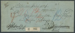 SCHLESWIG-HOLSTEIN Brief , 1866, Paketbegleitbrief Von KIEL Nach Aarhus Und Zurück, Zahlreiche Taxvermerke Rückseitiges  - Schleswig-Holstein