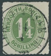 SCHLESWIG-HOLSTEIN 4 O, CHRISTIANSFELD, K2 Zentrisch Auf1 1/4 S. Dunkelgelblichgrün, Pracht - Schleswig-Holstein