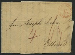 THURN Und TAXIS 1843, GROSSBREITENBACH, K1 In Rot Auf Brief Nach Elberfeld, Feinst, Gepr. Dr. Haferkamp - Precursores
