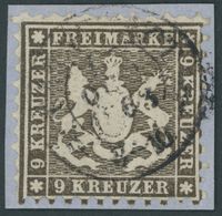 WÜRTTEMBERG 28d BrfStk, 1863, 9 Kr. Schwarzbraun, üblich Gezähnt, Prachtbriefstück, Mi. 220.- - Other & Unclassified