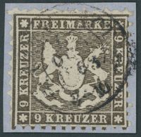 WÜRTTEMBERG 28d BrfStk, 1863, 9 Kr. Schwarzbraun, üblich Gezähnt, Prachtbriefstück, Mi. 220.- - Andere & Zonder Classificatie