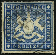 WÜRTTEMBERG 32a O, JAGSTHAUSEN, K3 Auf 6 Kr. Blau, Pracht, Gepr. Engel - Other & Unclassified