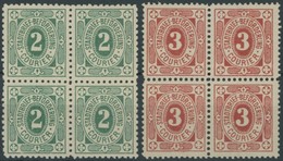 KIEL A 2,4 VB *,** , COURIER: 1895, 2 Und 3 Pf. Große Eckkreuze In Viererblocks, Je 2 Werte Postfrisch, Pracht - Correos Privados & Locales