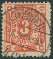 KIEL A 6 O, COURIER: 1897, 3 Pf. Kleine Eckkreuze, Pracht - Private & Lokale Post