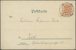 KIEL A 10 BRIEF, COURIER: 1898, 3 Pf. Stadtwappen, Eng Schraffierter Grund, Auf Ansichtskarte Kreuzer Kaiserin Augusta K - Correos Privados & Locales