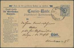 KIEL A P 1 BRIEF, COURIER: 1895, 3 Pf. Blau, Stempel BEFÖRDERUNG COURIER, Prachtkarte - Correos Privados & Locales