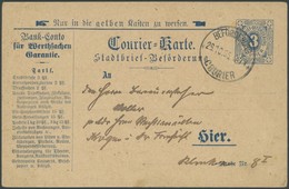 KIEL A P 1 BRIEF, COURIER: 1895, 3 Pf. Blau, Stempel BEFÖRDERUNG COURIER, Prachtkarte - Posta Privata & Locale