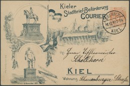 KIEL A P 5b BRIEF, COURIER: 1897, 3 Pf. Orangerot/dunkelgrün, Stempel 28.12.97, Karte Feinst - Correos Privados & Locales