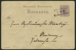 BAHNPOST DR P 12 BRIEF, Oldenburg-Wilhelmshafen, L3 Auf 5 Pf. Ganzsachenkarte Von 1885 Nach Norderney, Feinst - Frankeermachines (EMA)