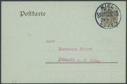 SST Bis 1918 12 BRIEF, KIEL P.A.f.d. AMERIKAN. GESCHWADER, 29.6.1911, Auf 3 Pf. Germania - Ganzsachenkarte, Rückseitig U - Storia Postale