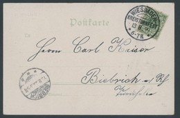 SST Bis 1918 01 BRIEF, WIESBADEN KREISTURNFEST, 13.8.1899, Auf Ansichtskarte Vom Festplatz Zurück!, Pracht - Covers & Documents