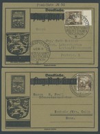 SST 1933-1945 1938/9, 4 Flugpostkarten Mit Händler-Reklame Und Verschiedenen Sonderstempel, U.a. BERLIN-REICHSTAG, Prach - Lettres & Documents