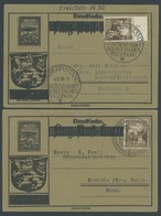 SST 1933-1945 1938/9, 4 Flugpostkarten Mit Händler-Reklame Und Verschiedenen Sonderstempel, U.a. BERLIN-REICHSTAG, Prach - Brieven En Documenten