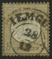 Dt. Reich 6 O, 1872, 5 Gr. Ockerbraun, Zentrischer Hannover K2 IEMGUM, Kleine Helle Stelle Sonst Pracht - Usati