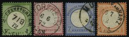 Dt. Reich 7,9/10,14 O, 1872, 1, 3, 7 Kr. Und 1/2 Gr. Kleine Brustschilde, 4 Prachtwerte, Mi. 275.- - Usati