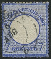 Dt. Reich 10 O, 1872, 7 Kr. Ultramarin, Normale Zähnung, Pracht, Mi. 120.- - Gebruikt