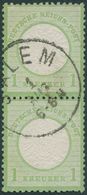 Dt. Reich 23a Paar O, 18972, 1 Kr. Gelblichgrün Im Senkrechten Paar, K1 SALEM, Normale Zähnung, Pracht, Gepr. Brugger - Gebruikt