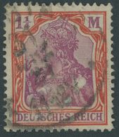 Dt. Reich 151Y O, 1920, 11/4 M. Orangerot/dunkelkarminlila, Wz. Kreuzblüten, Fotoattest Dr. Oechsner: Die Erhaltung Ist  - Used Stamps